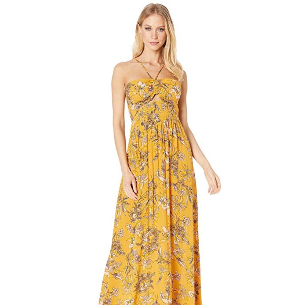 Free People One Step Ahead Maxi Dress -Gold/yellow